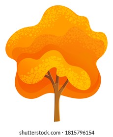 Autumn tree icon, isolated symbol of nature, wood, forest, tree with orange leaves, crown, organic plant with stem, landscape interface, natural concept, environment, flora, organic high, botany