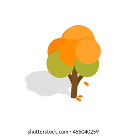 Autumn tree icon in isometric 3d style isolated on white background. Nature symbol