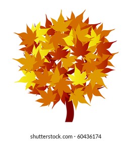 autumn tree icon with leaves isolated