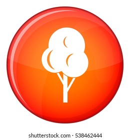 Autumn tree icon in red circle isolated on white background vector illustration