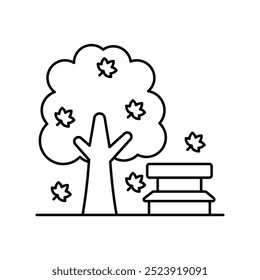 Icono de árbol de otoño con fondo blanco Vector Ilustración de stock