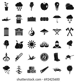 Autumn tree icons set. Simple style of 36 autumn tree vector icons for web isolated on white background