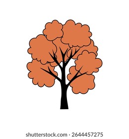 Autumn tree illustration. Orange leaves symbol. Nature fall Vector. Seasonal plant graphic.