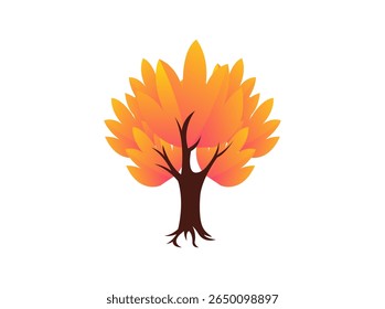 Autumn Tree Illustration Orange Leaves, Fall Colors, Nature Graphic