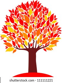 autumn tree isolated on a white background, Vector Illustration