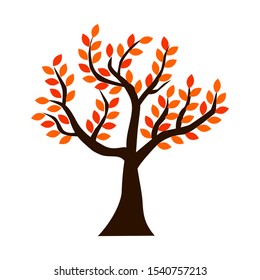 Autumn tree isolated on white background. Vector illustration.
