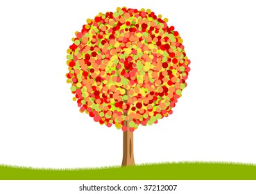 Autumn tree isolated on the white.