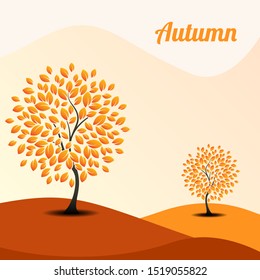 autumn tree landscape background illustration