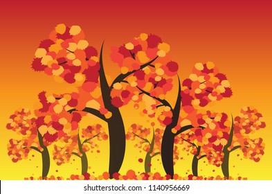 autumn tree leaf vector art illustration background