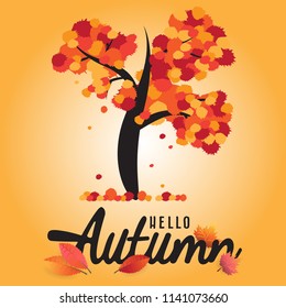 autumn tree leaf vector art illustration background