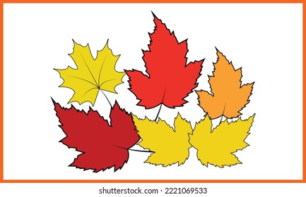 Autumn Tree Leafs Line Art, Fall Leaves Crafts Gnome Design, Magic Clipart Halloween Tree Leafs Illustration, and Vector Design.