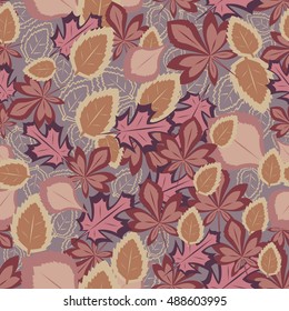 Autumn tree leaves seamless pattern. Leaf fall seamless background. Thanksgiving day background.