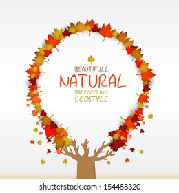 Autumn tree and leaves with space for text