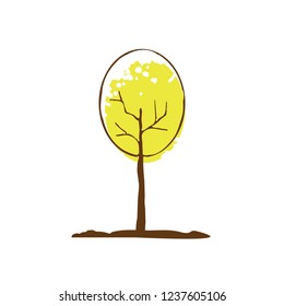 Autumn tree with leaves. Vector illustration on a white background