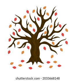 autumn tree with leaves, vector illustration
