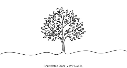 Arte de la línea del árbol del otoño. Ilustración vectorial con tema del otoño.