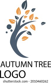 autumn tree logo with bright orange leaves