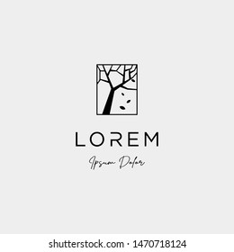 autumn tree logo design nature vector illustration