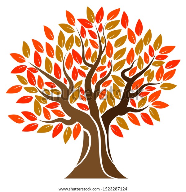 秋の木のロゴ ベクターアートイラスト のベクター画像素材