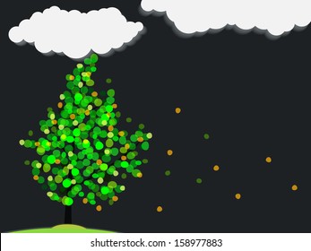 autumn tree at night. background 