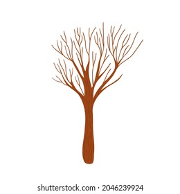 Autumn tree with no leaves bare branches vector illustration, silhouette for Halloween celebration decor