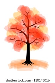 Autumn tree on white background
