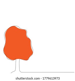 Autumn tree on white background. Vector illustration