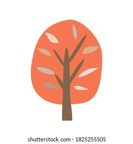 autumn tree on white background illustration.