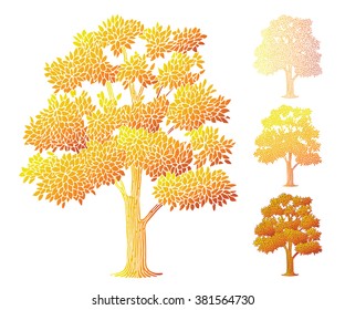 Autumn tree on white. Hand drawn sketch.