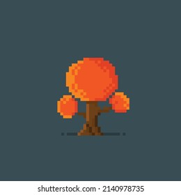 autumn tree in pixel style