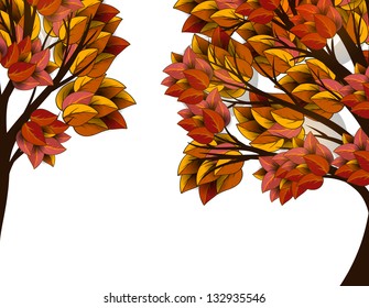 Autumn tree with red and yellow leaves