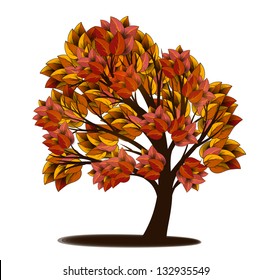 Autumn tree with red and yellow leaves