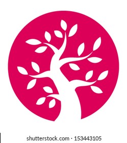 Autumn tree round icon, vector illustration 