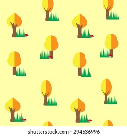 Autumn tree seamless pattern background. Vector illustrations.