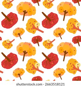 Diseño de patrón transparente de árbol de otoño