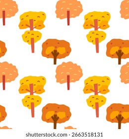 Autumn tree seamless pattern design