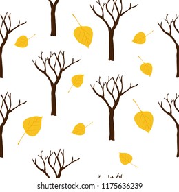 Autumn tree seamless pattern vector illustration on white background