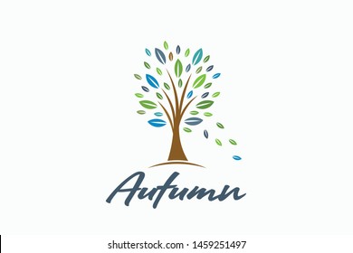 Autumn Tree Season with Leaves Falling