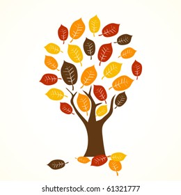 autumn tree - seasonal vector illustration