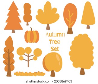 Autumn tree set. Fall season. Vector illustration.