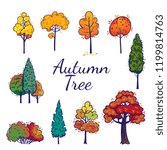 Autumn tree set. Vector tree collection.