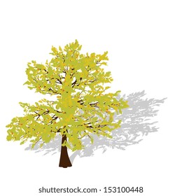 Autumn tree silhouette. Image made on different layers. Easy to edit.