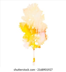 autumn tree silhouette on white background