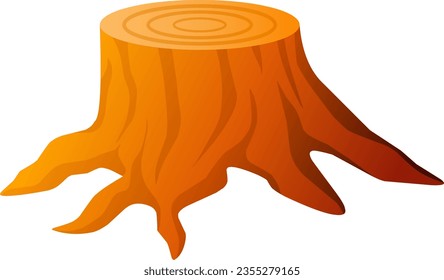 Autumn tree stump vector illustration. Stump fall season icon with gradient color. Autumn graphic resource for icon, sign, symbol or decoration. Stump from the fallen tree in the fall season