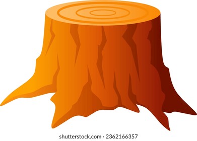 Autumn tree stump vector illustration. Stump fall season icon with gradient color. Autumn graphic resource for icon, sign, symbol or decoration. Stump from the fallen tree in the fall season