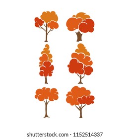 Autumn tree vector cartoon illustration