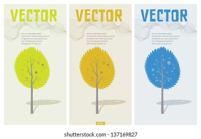 Autumn tree. Vector cartoon landscape. Text placeholder