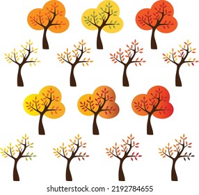 Autumn Tree Vector Clipart Set