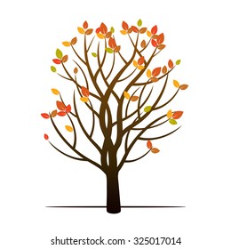 Autumn Tree. Vector Illustration.