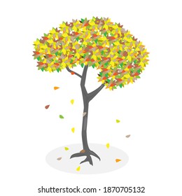 Autumn tree. Vector illustration. The leaves are falling. Beautiful picture